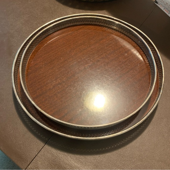 MCM Vintage Formica 12” & 14”Serving Tray silver plated - Picture 1 of 16
